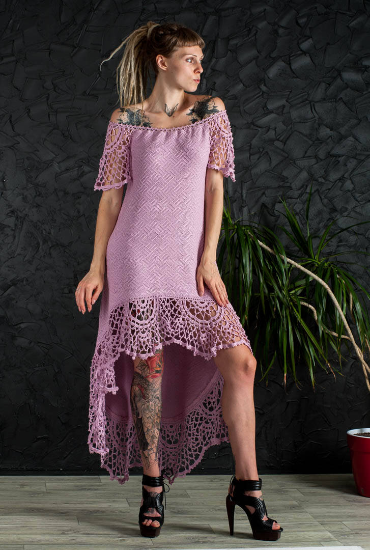 green emerald velvet dress Light Pink crochet dress – MyMothersArmoire main image 0