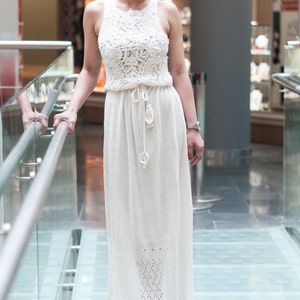 Crochet white dress, KNITTED Dress,White Viscose Dress Maxi Dress Crochet white Dress IVORY dress,Beach White SunDress,Bridal Maxi Dress