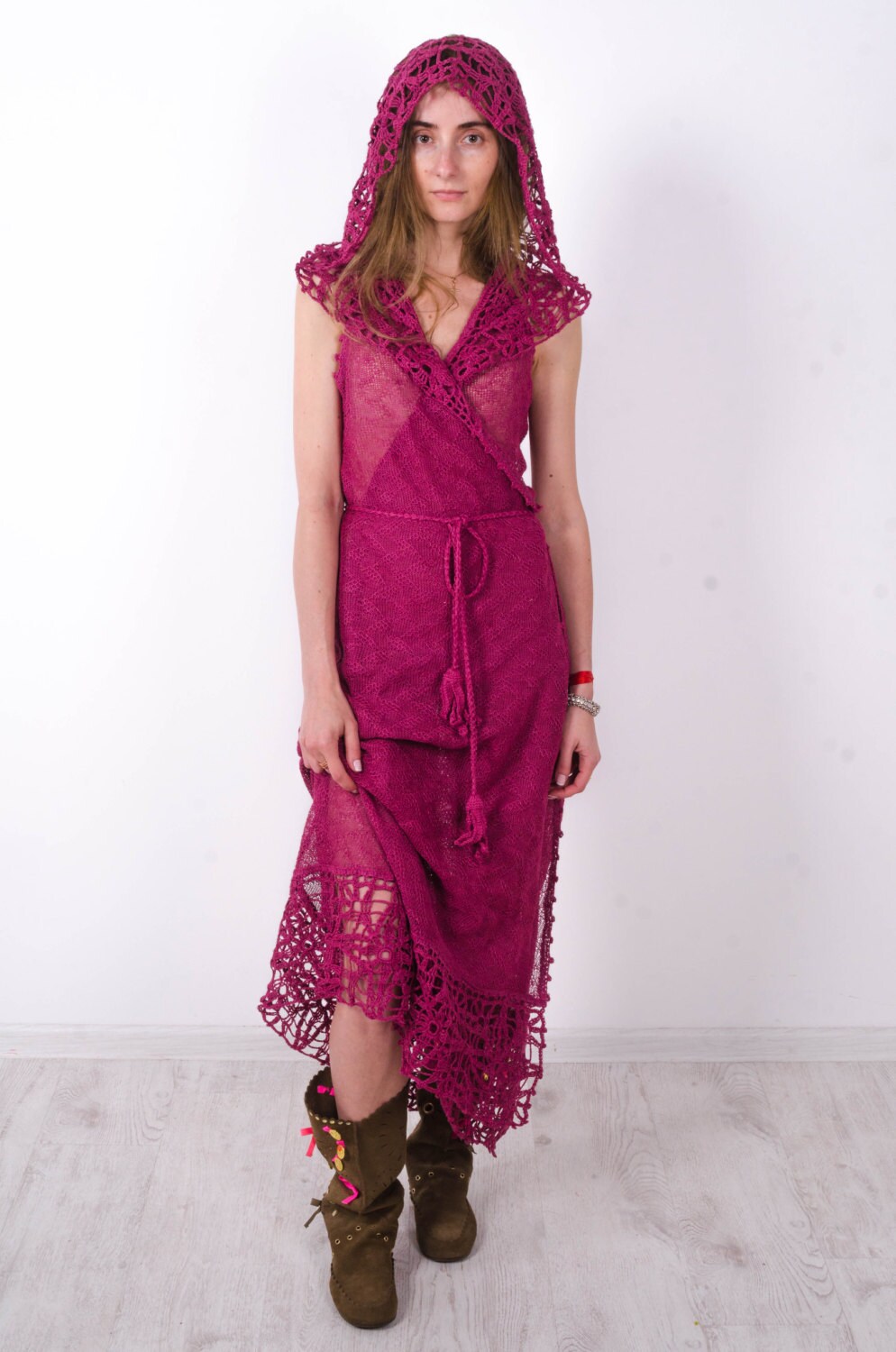 Came A Long Way Crochet Maxi Dress Lemon main image 0