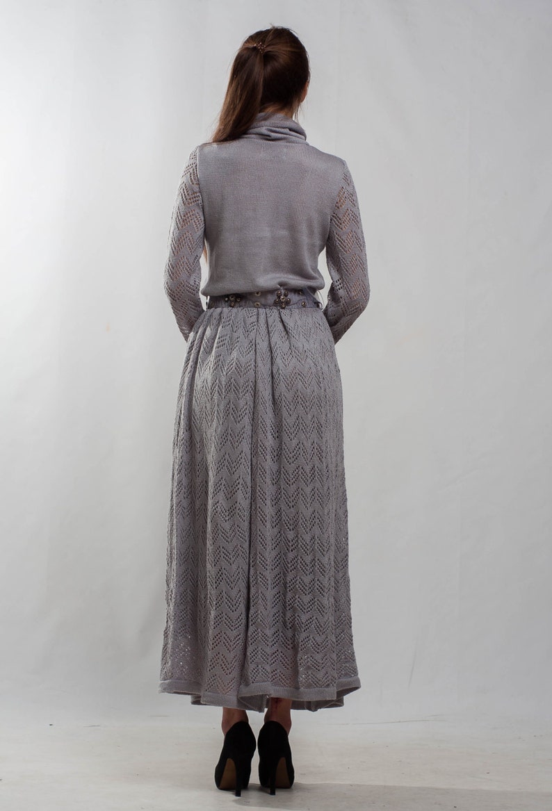 grey long sleeve turtleneck dress