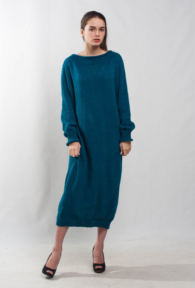 Plus Size Crochet Dress Midi Oversize Dress Blue Dress Knit - Etsy
