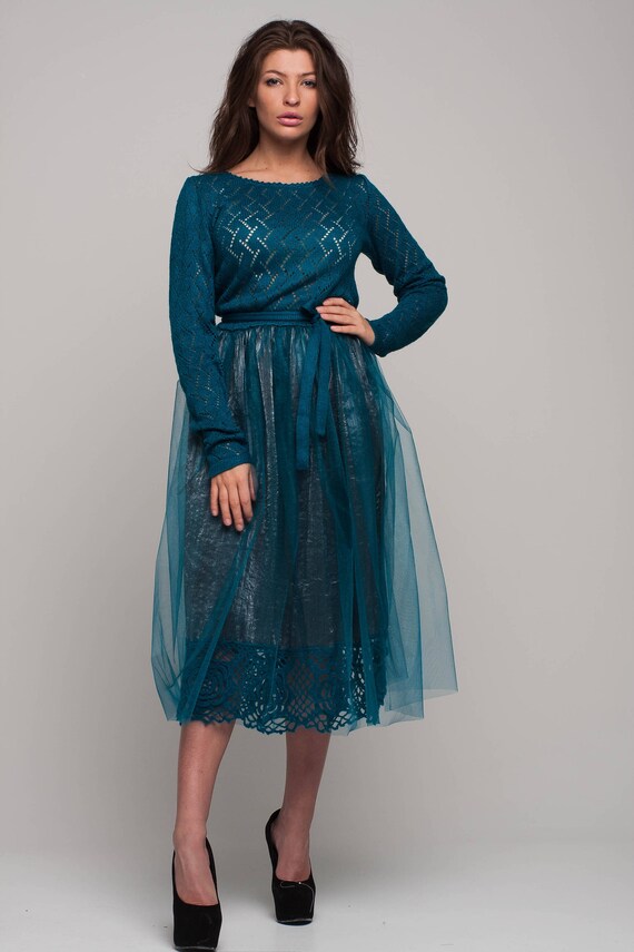 green midi prom dress