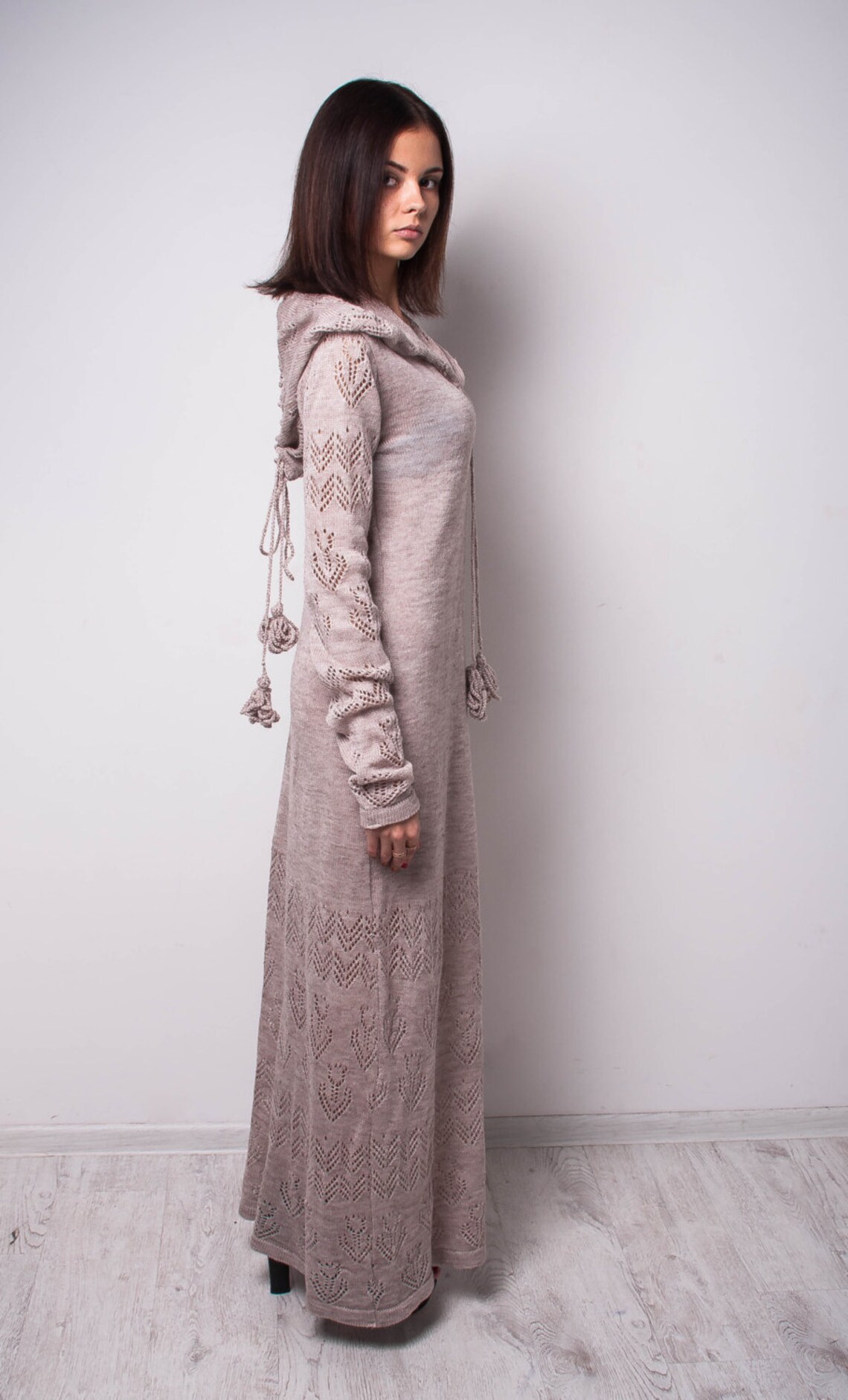 Wild Thing Crochet Maxi Dress Beige