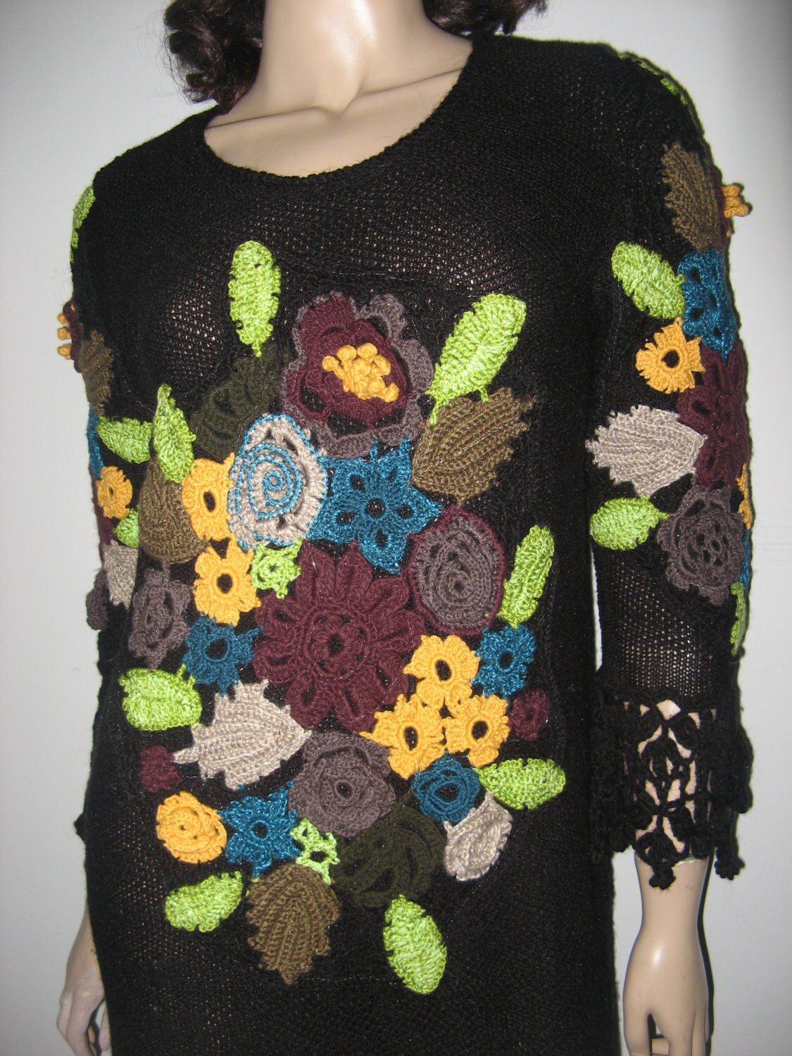 Tunique Femme Brittany Black - Manches Courtes, Détails Crochet, Couleur Orange/rouille, Taille M