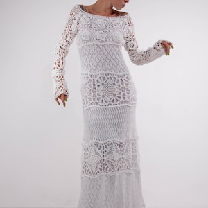 Crochet white dress Irish lace maxi dress Handmade white formal dress Crochet party Dress Crochet off shoulder dress evening lace white gown
