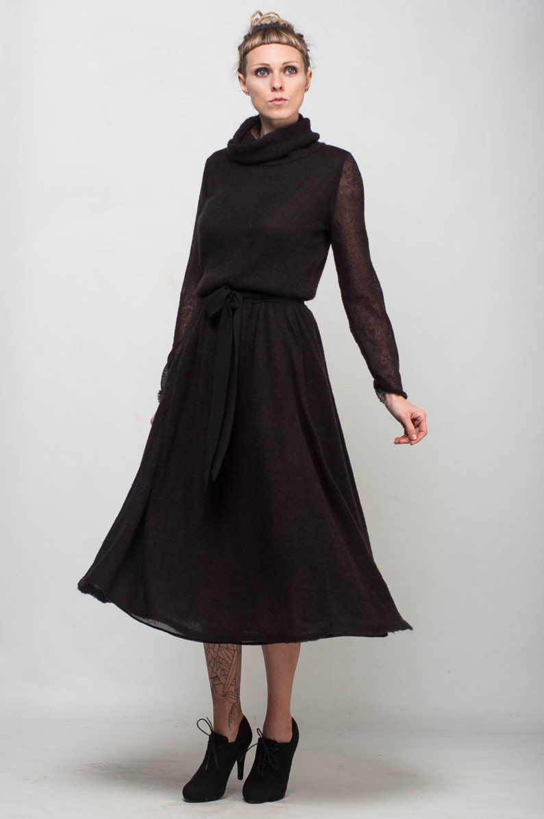 all black turtleneck dress