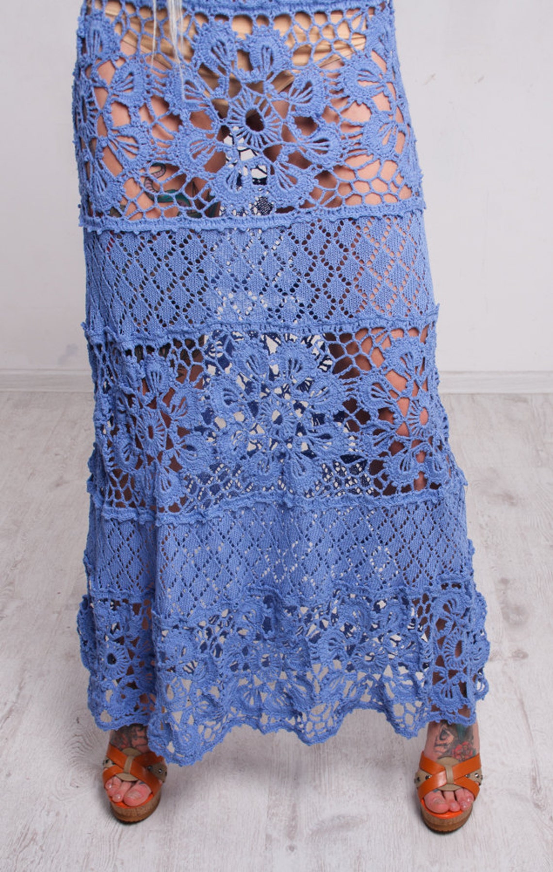 Crochet Blue Dress Crochet Maxi Sundress Riverside Crochet - Etsy