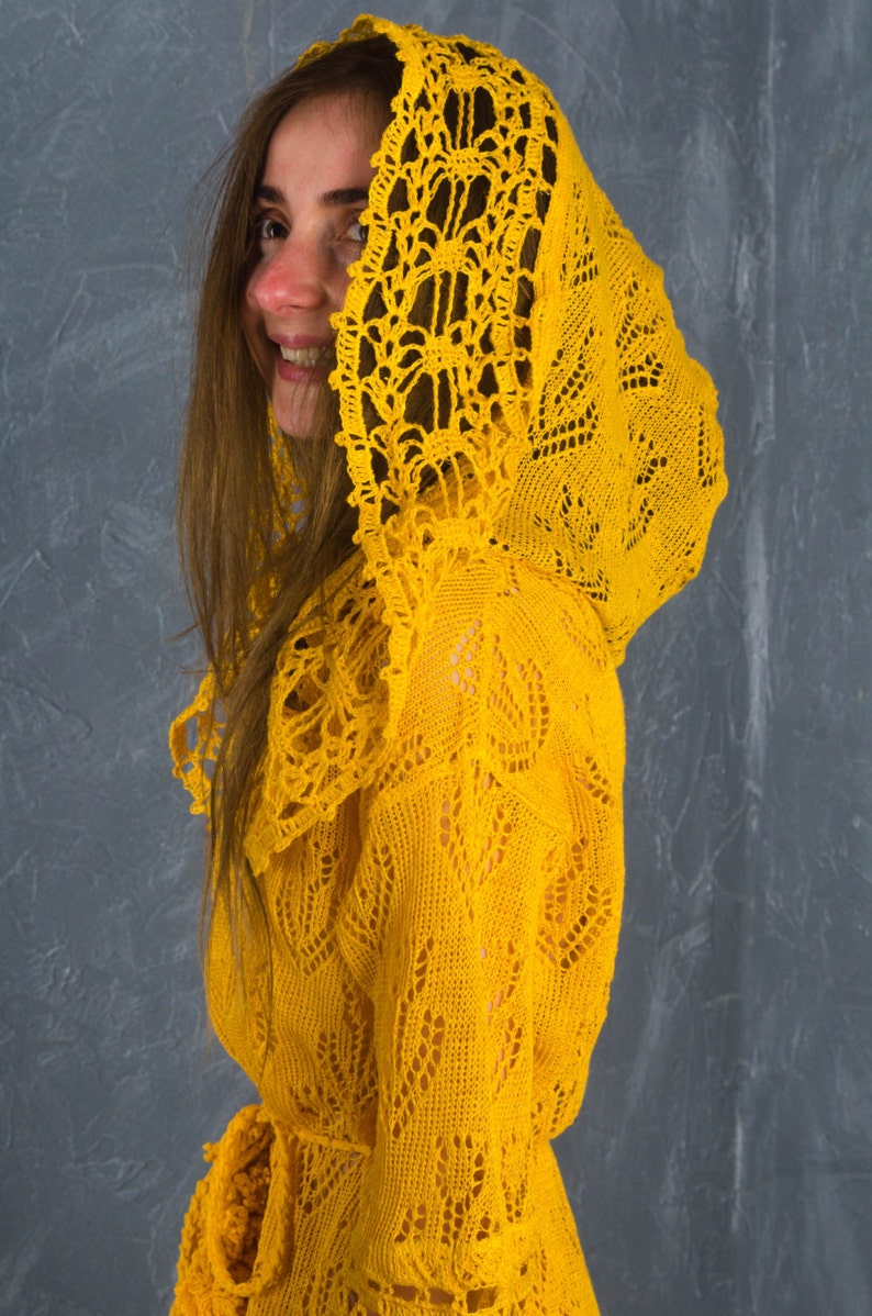 Crochet Yellow Dress KNITTED lacy Tunic CROCHETED dress Etsy