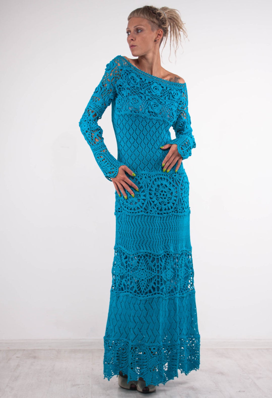 turquoise crochet dress Bambina Crochet Dress Turquoise Sunday St Tropez