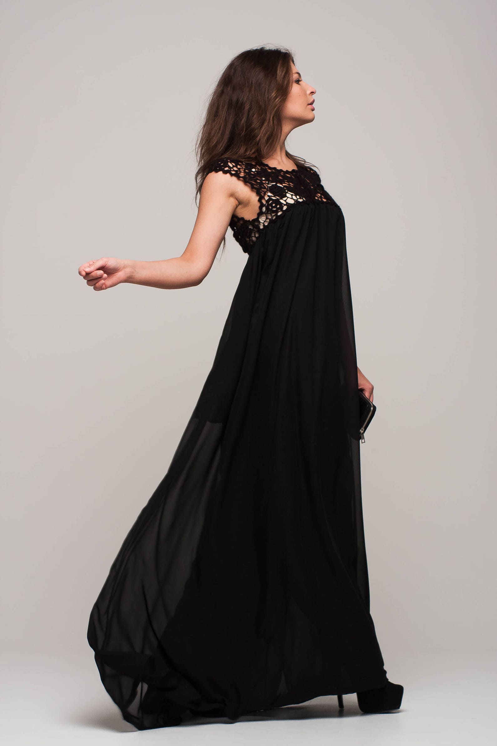 Black Lace Maxi Dress Maternity Dress Cocktail Floor Dress Etsy