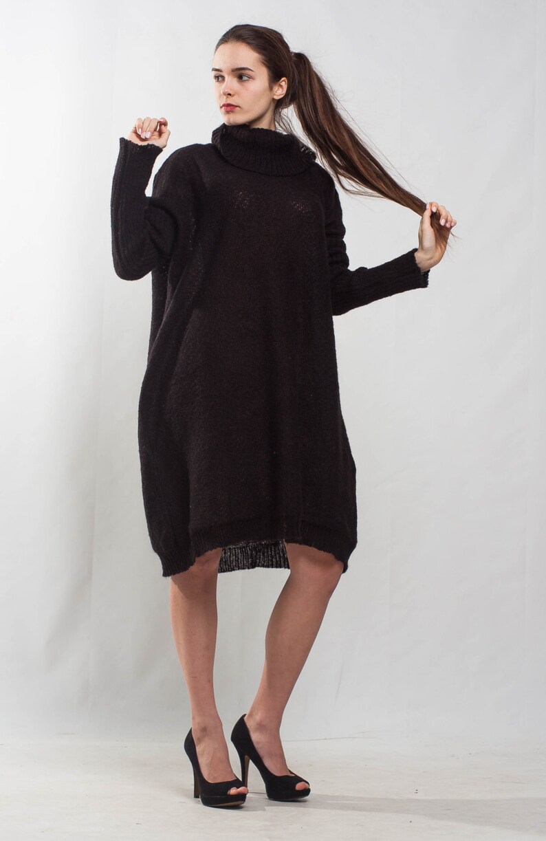 Black Plus Size Dress Mohair Black Dress Oversize Dress - Etsy