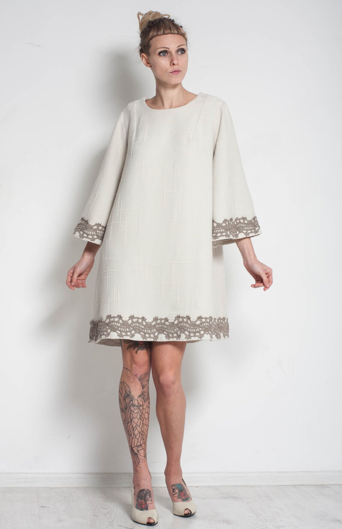 Ivory Formal Dress Lacy Crochet Dress Ivory Flared Long - Etsy
