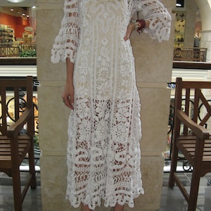 Crochet maxi dress Handmade White Dress wedding dress Crochet white dress irish lace dress Summer cotton Dress crochet wedding garment