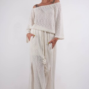 Witte jurk brei mini jurk lace viscose sundress haak witte jurk avondjurk strand viscose SunDress cocktail trouwjurk haak