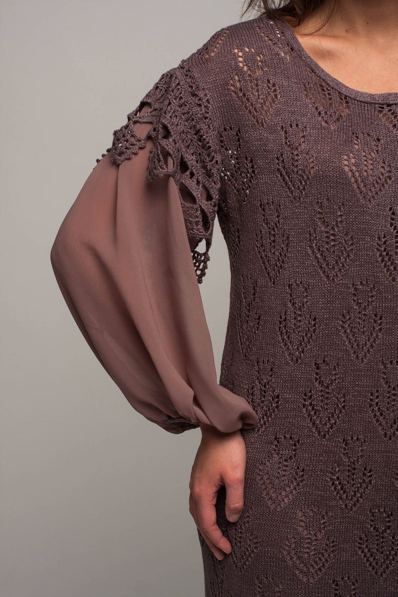 Party Mocha Dress KNIT Cocktail Mini Dress Lace Office Crochet Dress ...