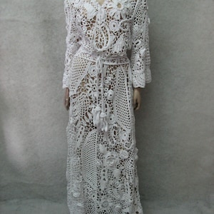 Wedding handmade maxi dress Crochet white irish lace dress Handmade Bridal cotton Dress Crochet Beach wedding dress crochet wedding garment