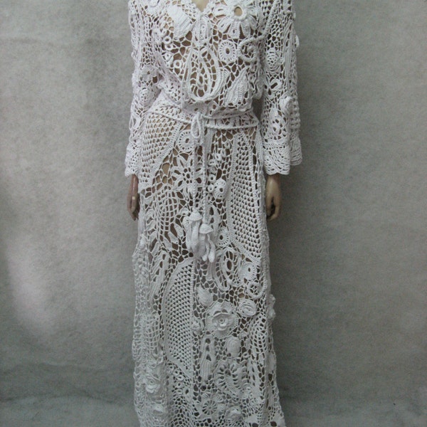 Grey Capped  Sleeve  Crocheted  Lace Dress