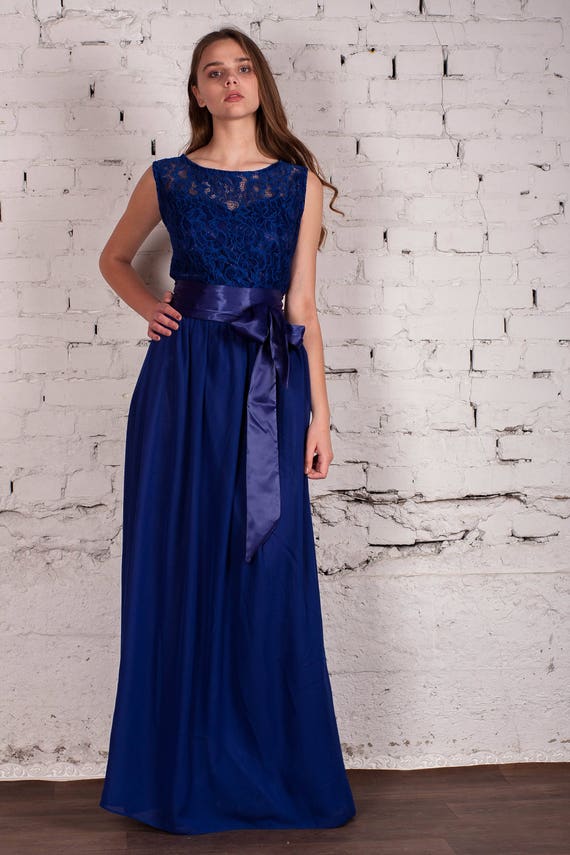 navy maxi bridesmaid dress