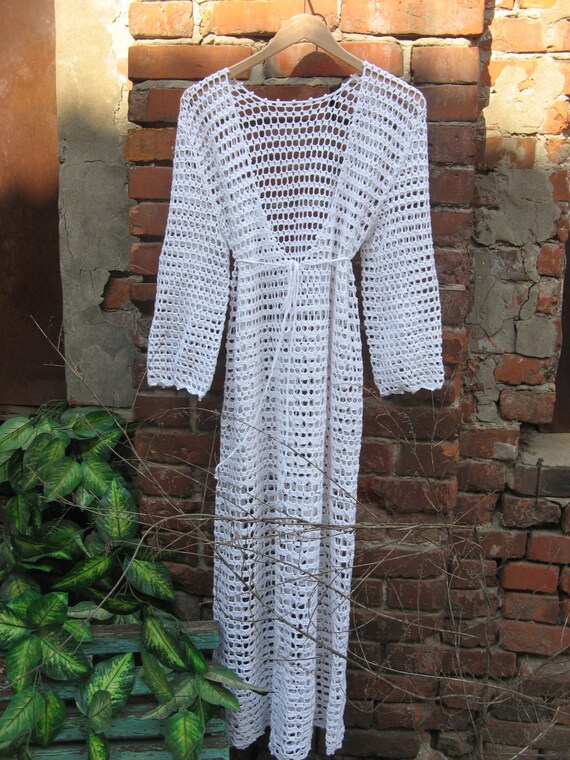 white crochet maxi dress