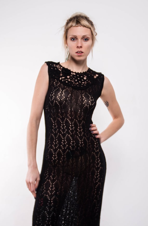 black maxi crochet dress Montego (full) 56 in Crochet maxi dress Crochet Black