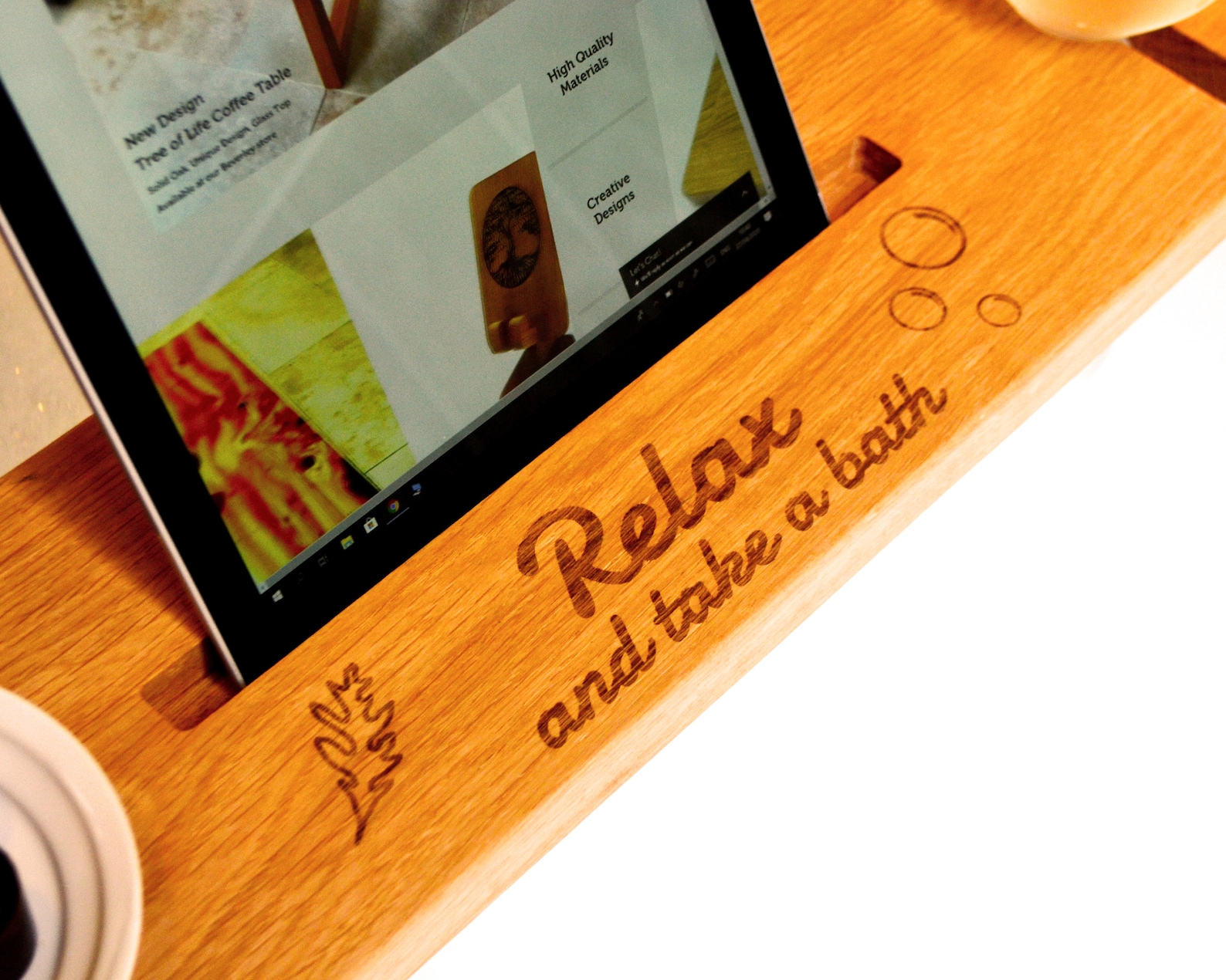 Bath Tray, Solid Oak, Bathtub Tray, Wine Glass Holder, Luxury Bath