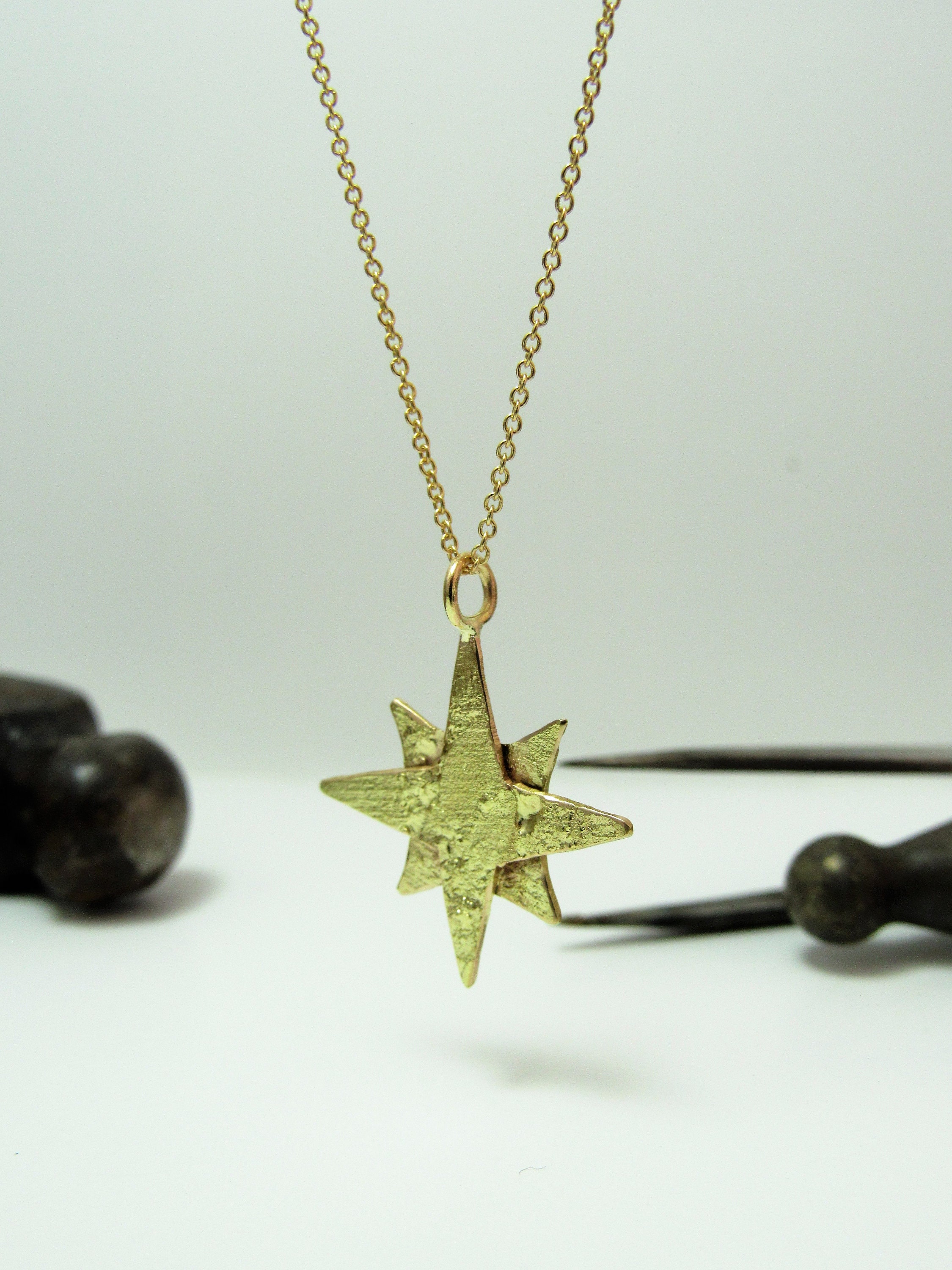 Yellow gold star necklace Clearance