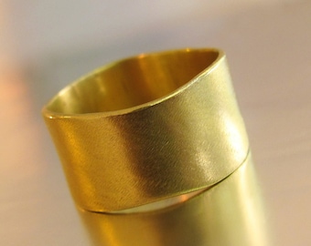 Wedding ring for women. 14k solid yellow gold wide wedding ring for women. Unique and unconventional design.