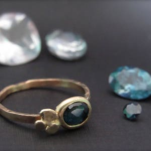 Tourmaline ring. 14K yellow gold ring with Tourmaline. UNIQUE handmade ring.