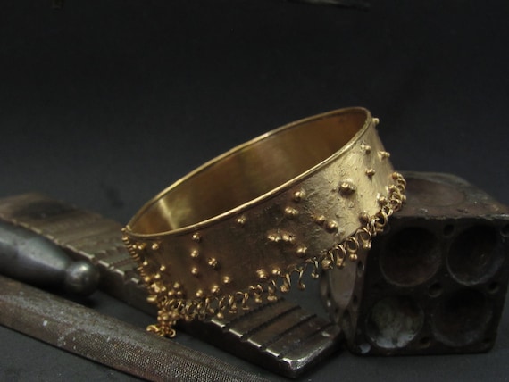 Textured Silver Gold Plated Bracelet | Handmade Rustic  display picture 3
