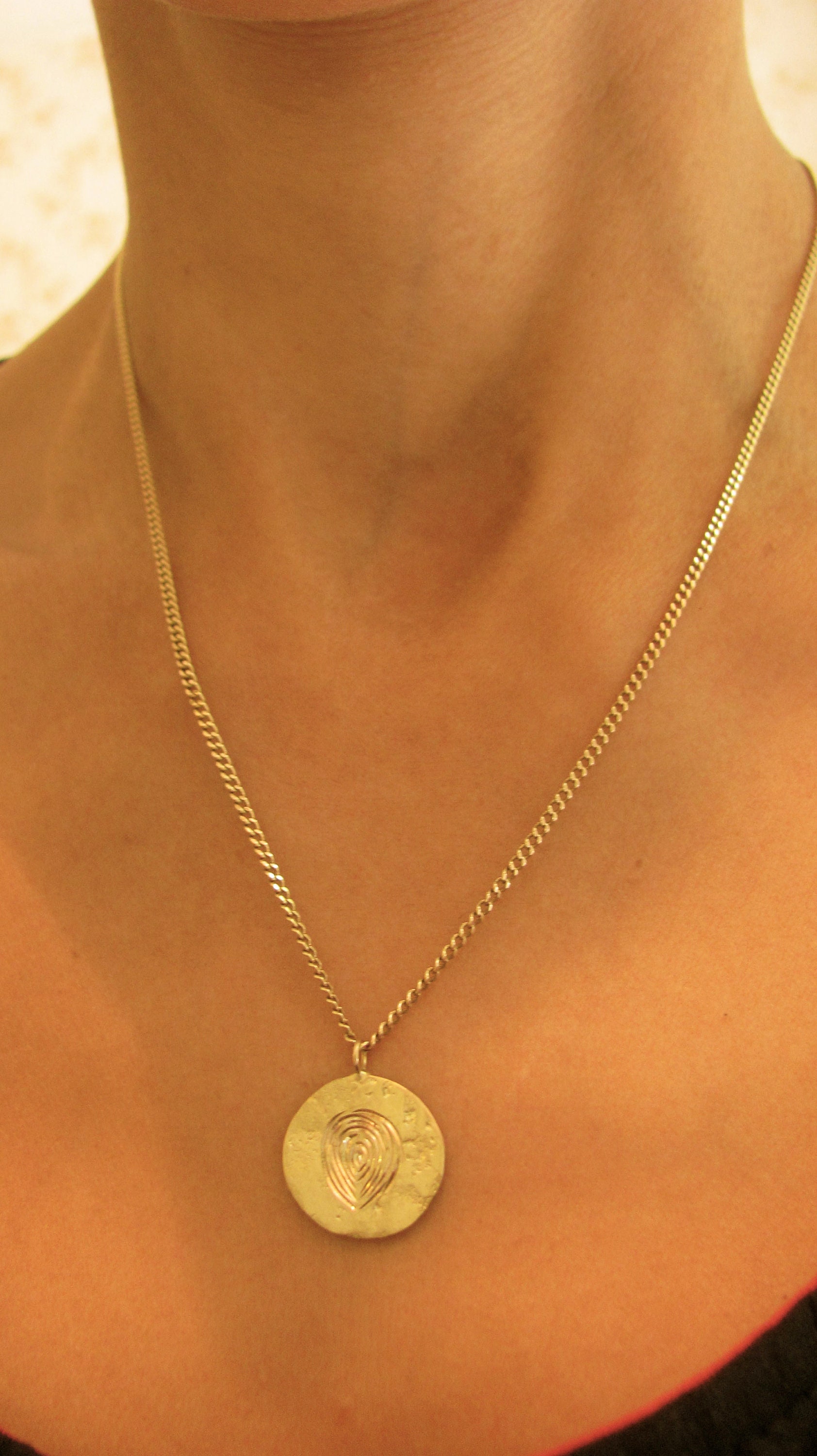Gold Necklace. Custom Engraved Tungsten 