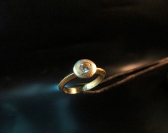 Engagement ring. 14 Karat yellow gold ring with White Sapphire. Promise ring. Sapphire ring.