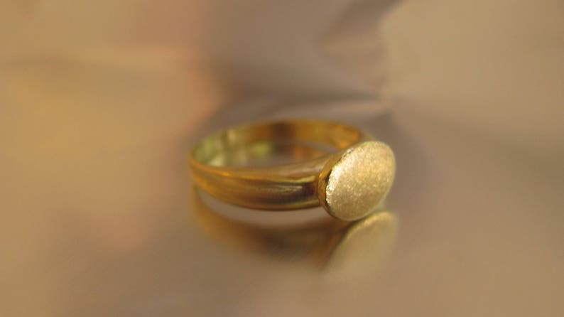 Handmade unique signet ring.Free shipping 14k soiid yellow gold ring