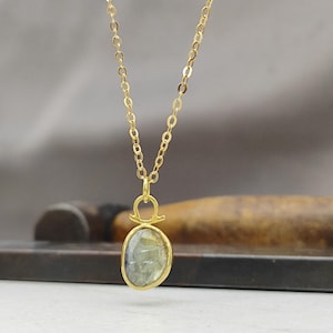 Gold necklace. 14k Yellow gold pendant with Moissanite stone. Unique handmade