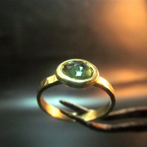 Gold Tourmaline ring. 14K solid yellow gold ring with Green Tourmaline stone.