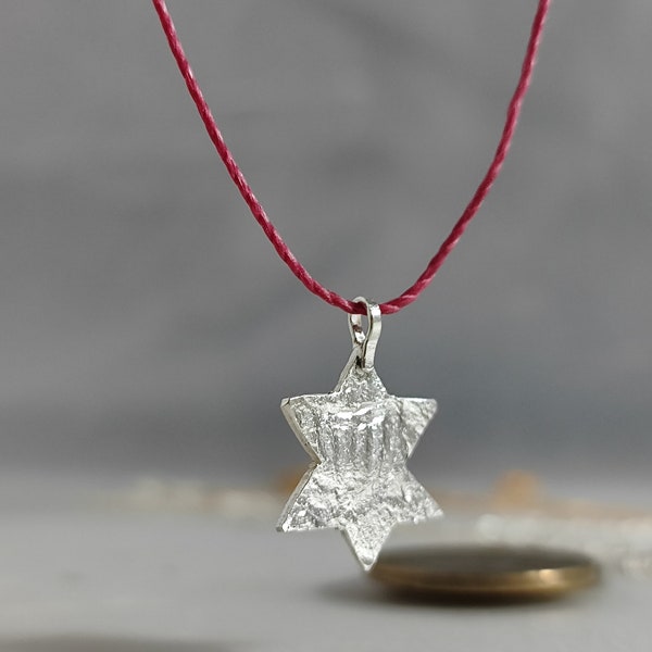 Star of David necklace. Sterling silver handmade Star of David with "Menora" engraving. "Magen David" Necklace. שרשרת מגן דוד