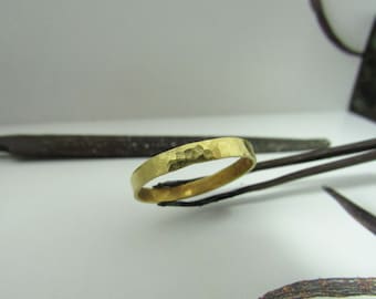 wedding ring - Unisex 14k solid yellow gold Wedding band - UNIQUE handmade