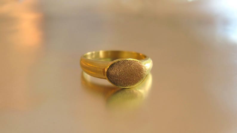 Handmade unique signet ring.Free shipping 14k soiid yellow gold ring