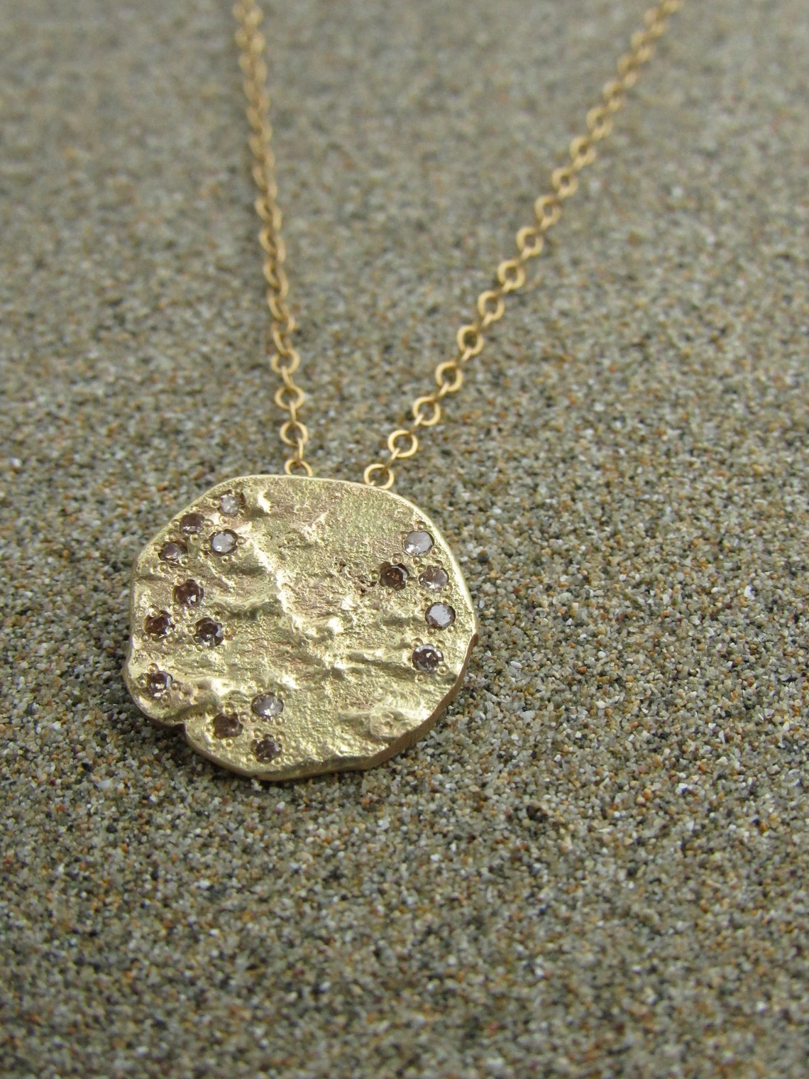 Gold Diamond Necklace – Dainty Layering Chain - Rough Diamonds - Etsy