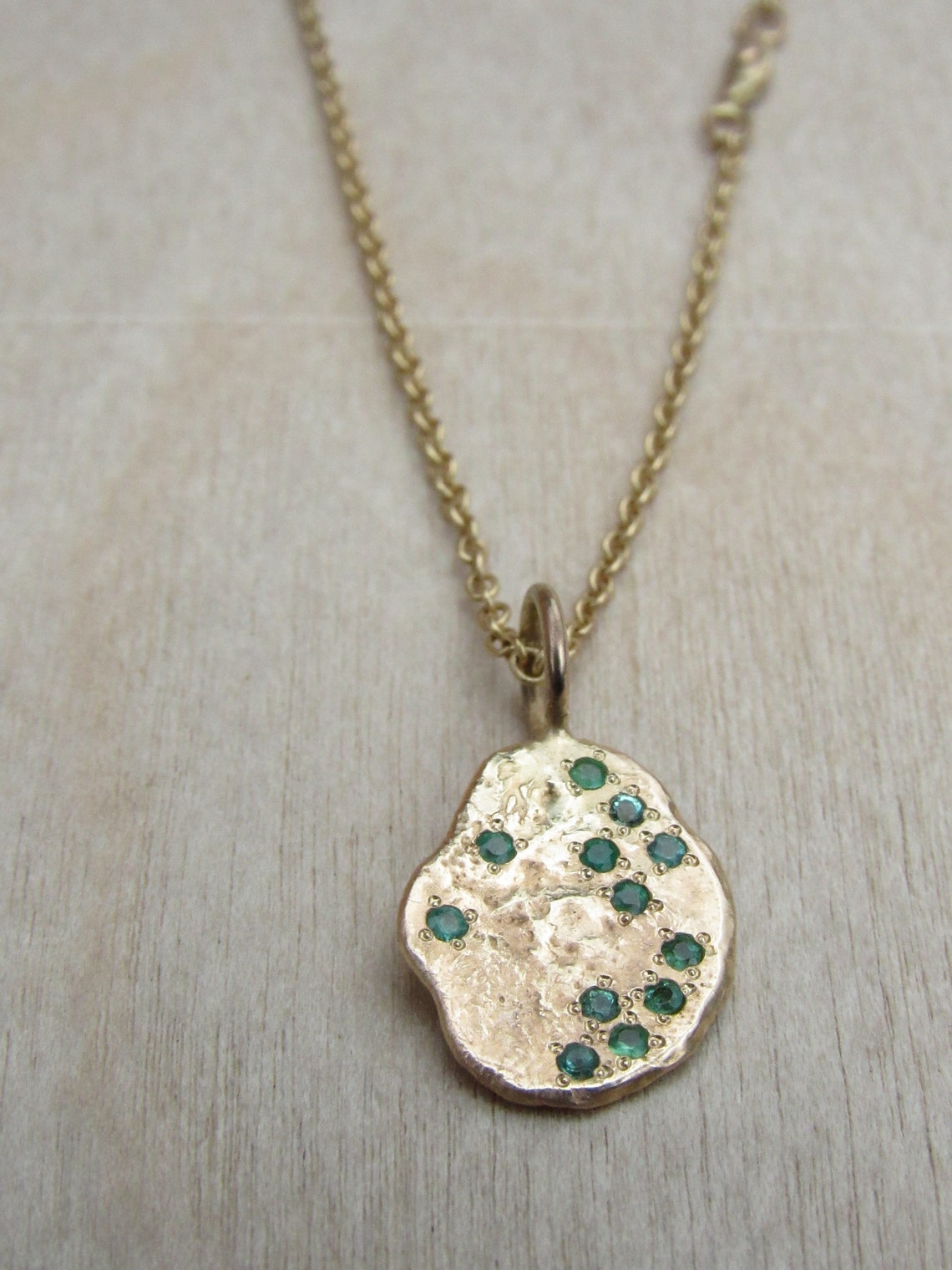 Gold Emerald Necklace. 14K Yellow Gold Necklace Pendant With - Etsy
