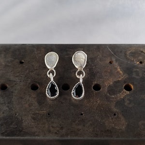 Earrings. Sterling Silver earrings. Dangle drop earrings with Black Zircon. Earrings for women/girls. Handmade earrings.