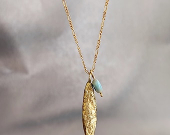 Collar de oro / Colgante de pez dorado de oro macizo / 14K 18K 24K / Piedra de buen ojo / Hecho a mano por un artesano