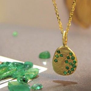Gold Emerald Necklace. 14K Yellow Gold Necklace, Pendant With 0.15ct ...