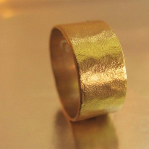 Wedding ring. 14k solid yellow gold wide wedding ring for women. Handmade ring with unique texture.