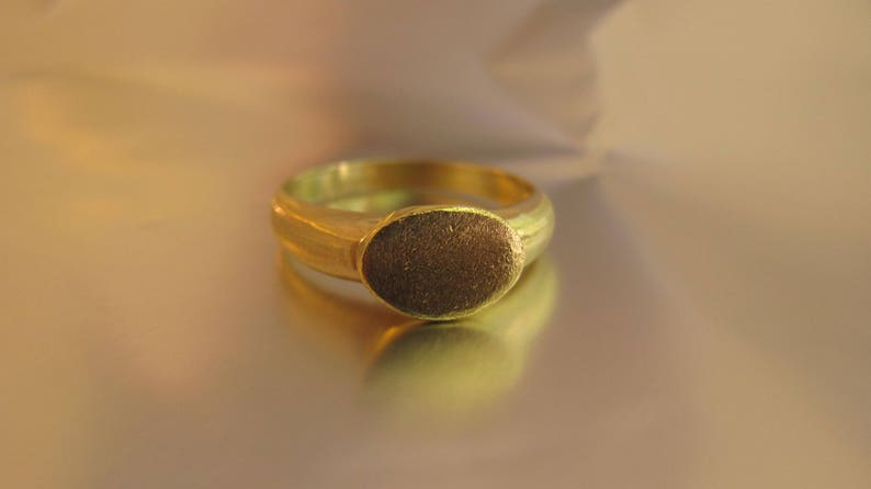 Handmade unique signet ring.Free shipping 14k soiid yellow gold ring