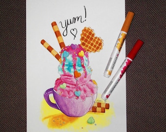 A4 icecream sundae painting