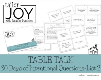 Table Talk Cards Set 2 Digital Download Printable PDF Conversation Starters For Home, School, Work, or Dinner Table