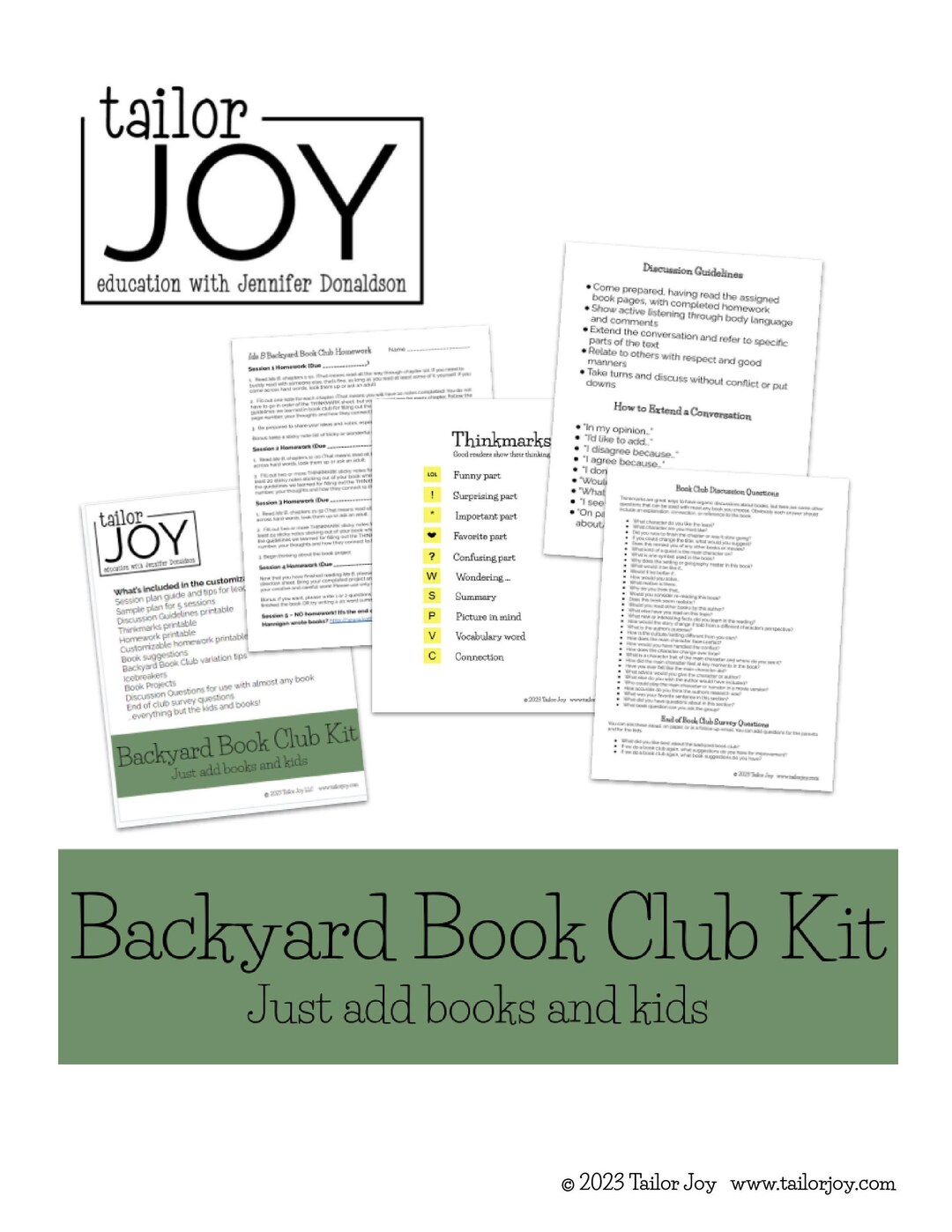 Backyard Kids Book Club Kit Printable Instant Download Discussion ...
