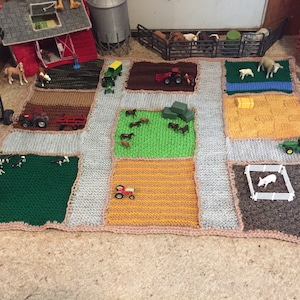 Farm Play Mat Blanket Knitted Etsy Canada