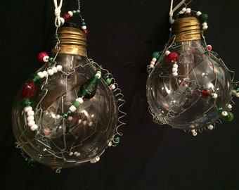 Lightbulb Glass Ornament Upcycled