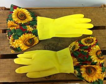 Sunflower Rubber Gloves Upcycled
